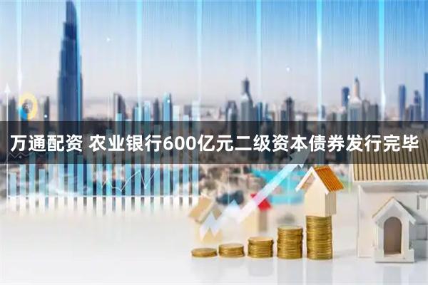 万通配资 农业银行600亿元二级资本债券发行完毕